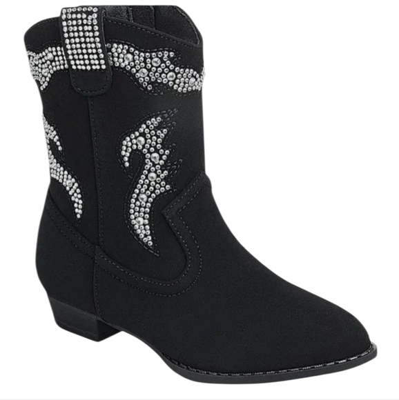 Forever Link Black Rhinestone Embellished Girls Western Boots Toddler size 4 NIB - Picture 2 of 6